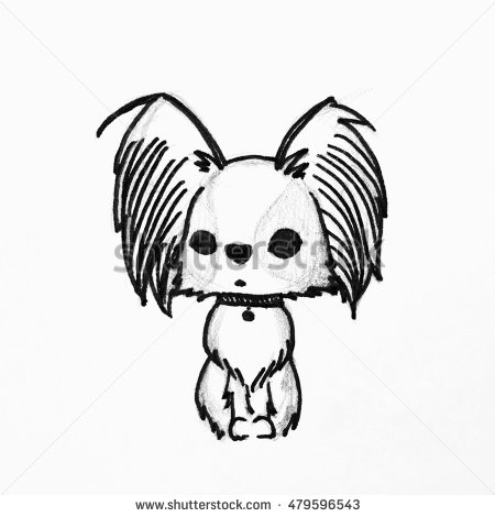 450x470 Cute Cartoon Dog, Hand Drawing Of Papillon Dog Or Butterfly Dog