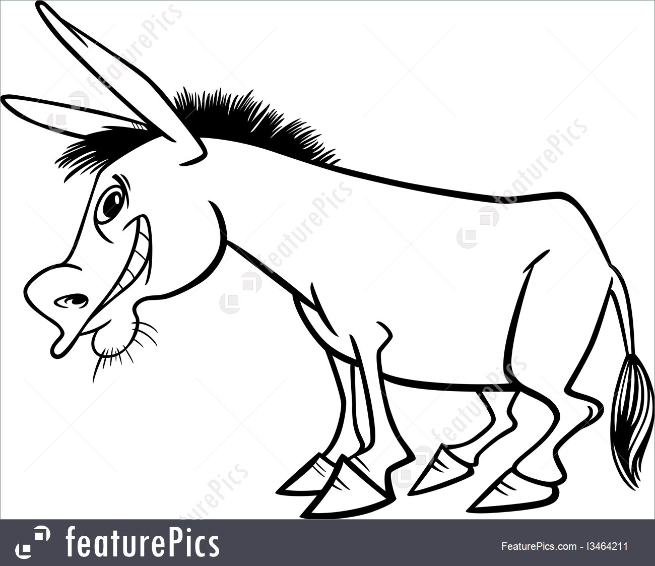 1300x1123 Illustration Of Cartoon Donkey For Coloring Book