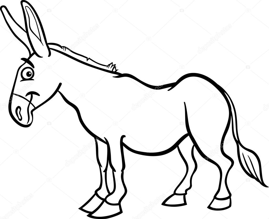 1023x834 Farm Donkey Cartoon For Coloring Book Stock Vector Izakowski