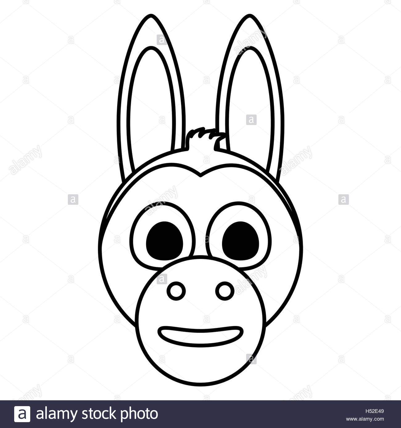 1300x1390 Funny Donkey Face Isolated Icon Vector Illustration Design Stock