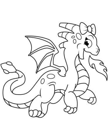 371x480 Cute Dragon Breathing Fire Coloring Page Free Printable Coloring