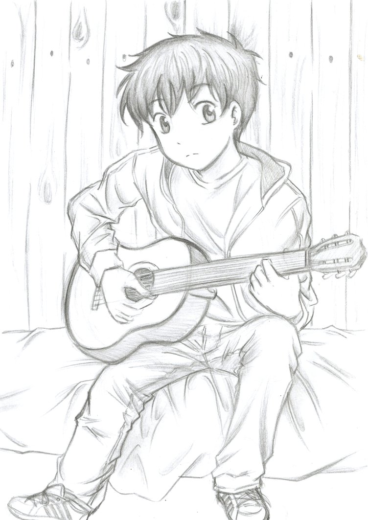 752x1063 My Boyfriend Playing Guitar. By Flodoyle
