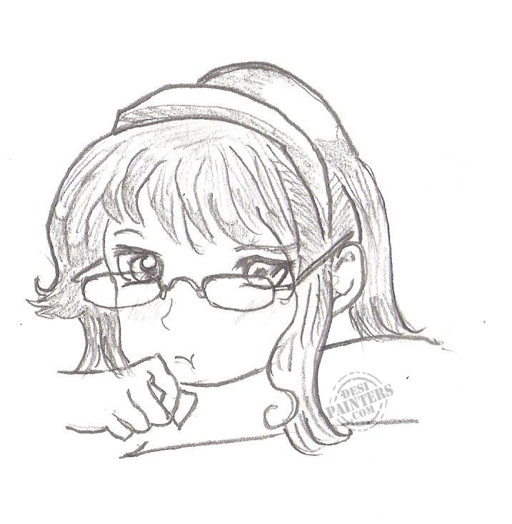 717x734 Pencil Sketch Of Cute Girl