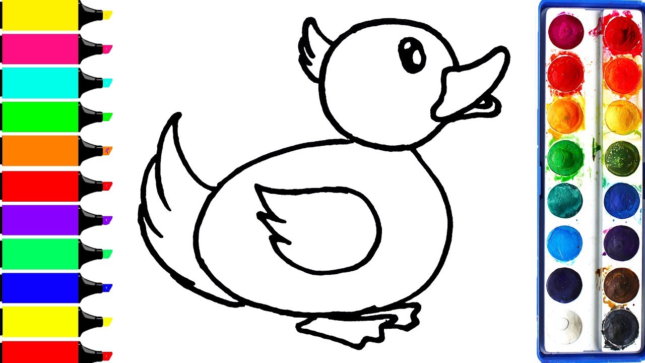 1280x720 Cute Duck Coloring Page Learn Colors For Girls And Kids