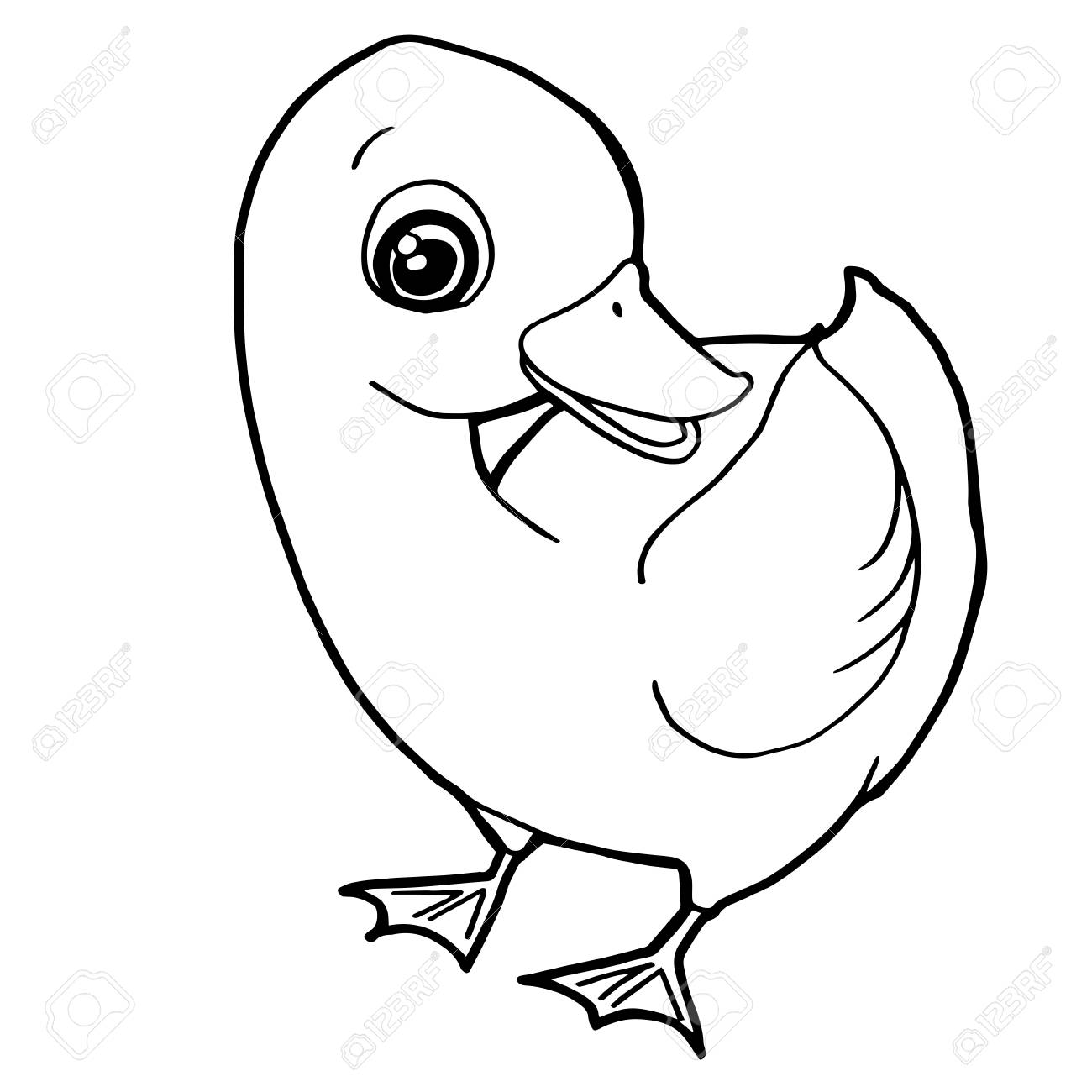 1300x1300 Cartoon Cute Duck Coloring Page Vector Illustration Royalty Free
