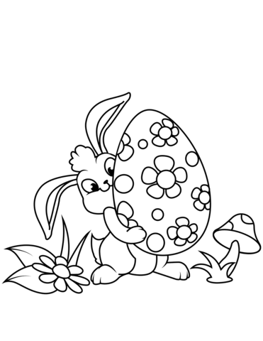371x480 Cute Easter Bunny And Egg Coloring Page Free Printable Coloring