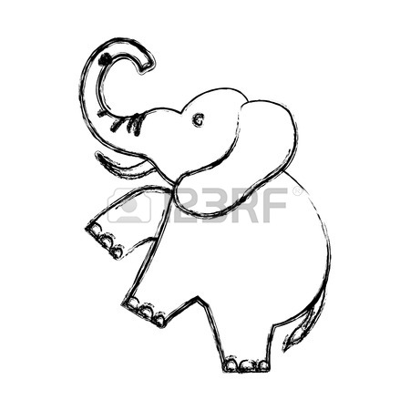 450x450 Cute Elephant Cartoon Over White Background Graphic Design Royalty