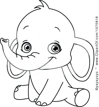 417x450 Cute Elephant Coloring Pictures Image Detail For Outlined Sitting