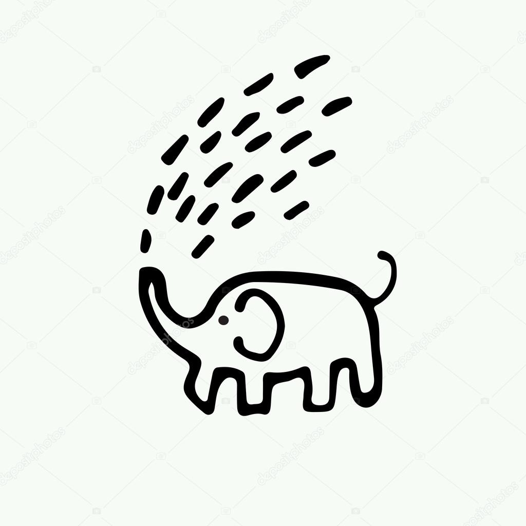 1024x1024 Cute Elephant. Drawing Stock Vector Rud Volha