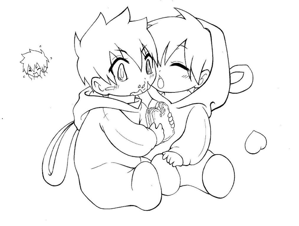 1013x768 Cute Anime Couple Coloring Pages Chibi