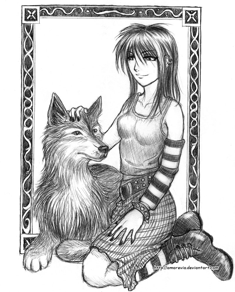 800x994 Emo Girl With A Wolf By Amarevia