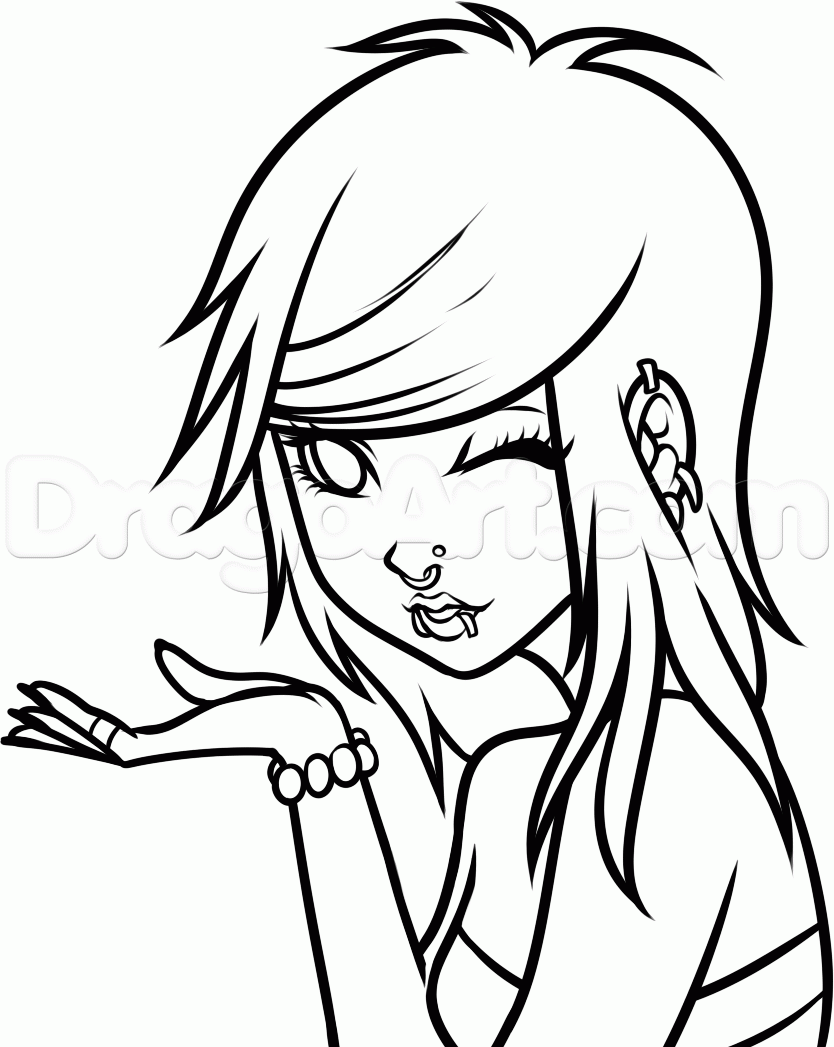 834x1047 Emo Coloring Pages