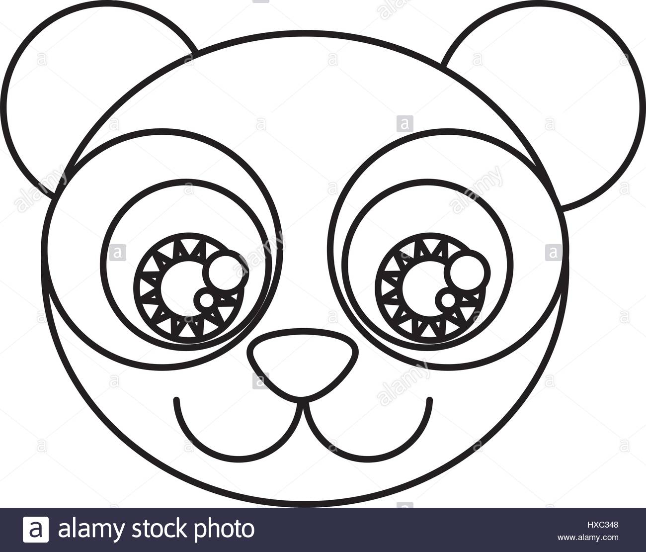 1300x1110 Silhouette Cartoon Cute Face Panda Bear With Expressive Eyes Stock