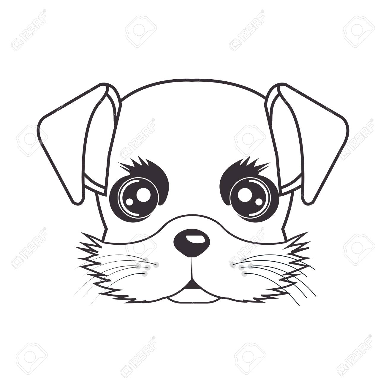 1300x1300 Hand Drawing Cute Face Puppy Vector Illustration Eps 10 Royalty