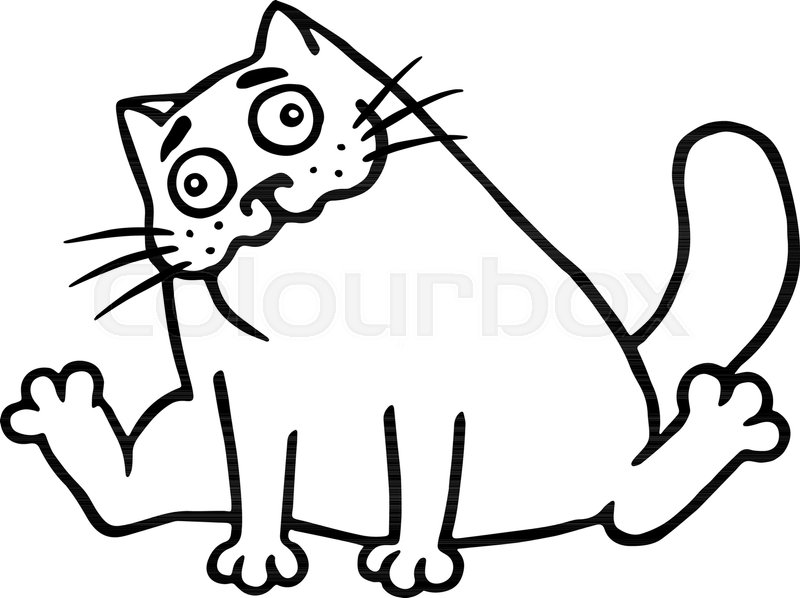 800x598 Drunk Cartoon Happy Fat Cat. Isolated Vector Illustration. Funny