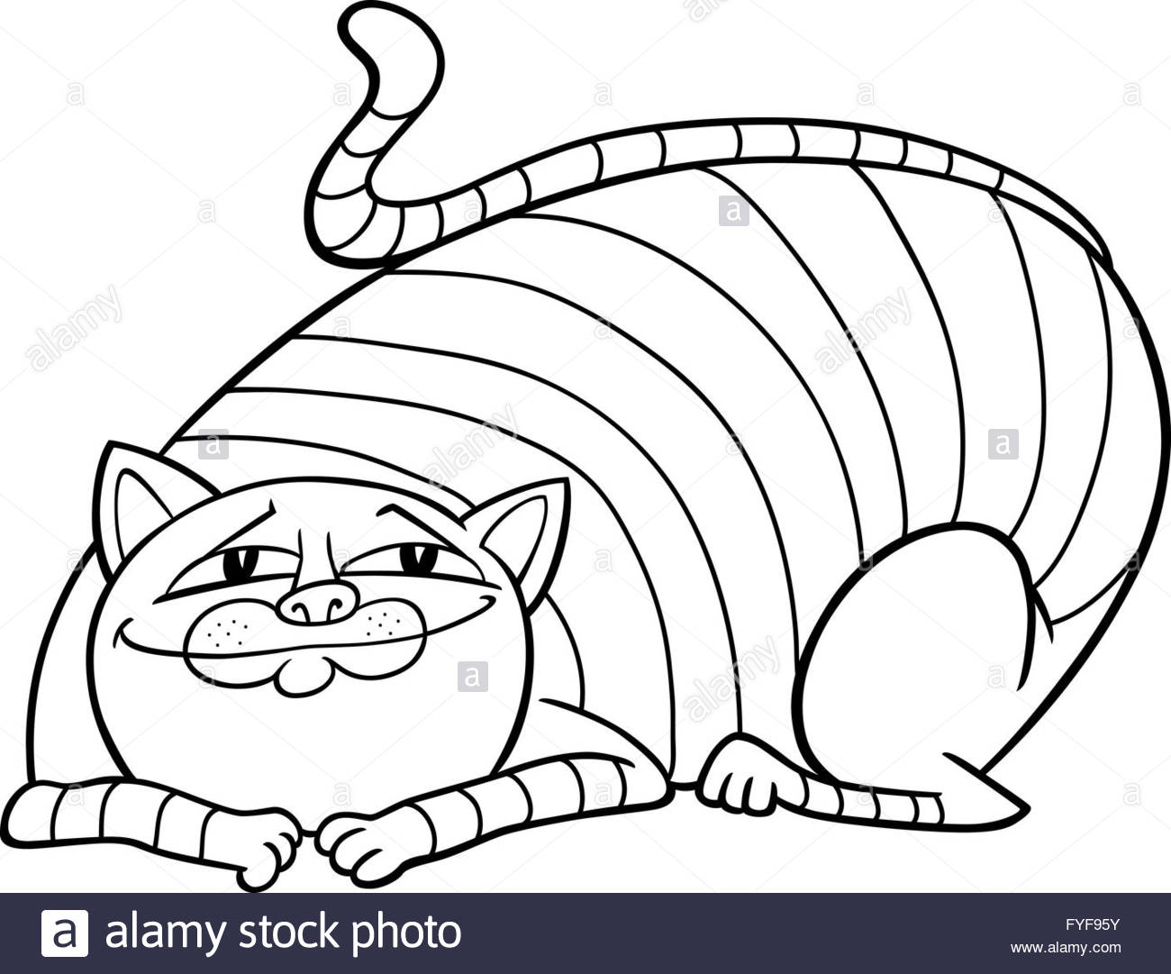 1300x1081 Tabby Fat Cat Cartoon For Coloring Stock Photo 102984055