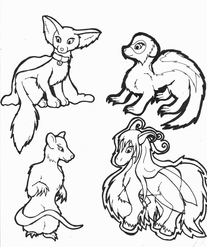 820x974 Cute Animal Lines By Ferret X