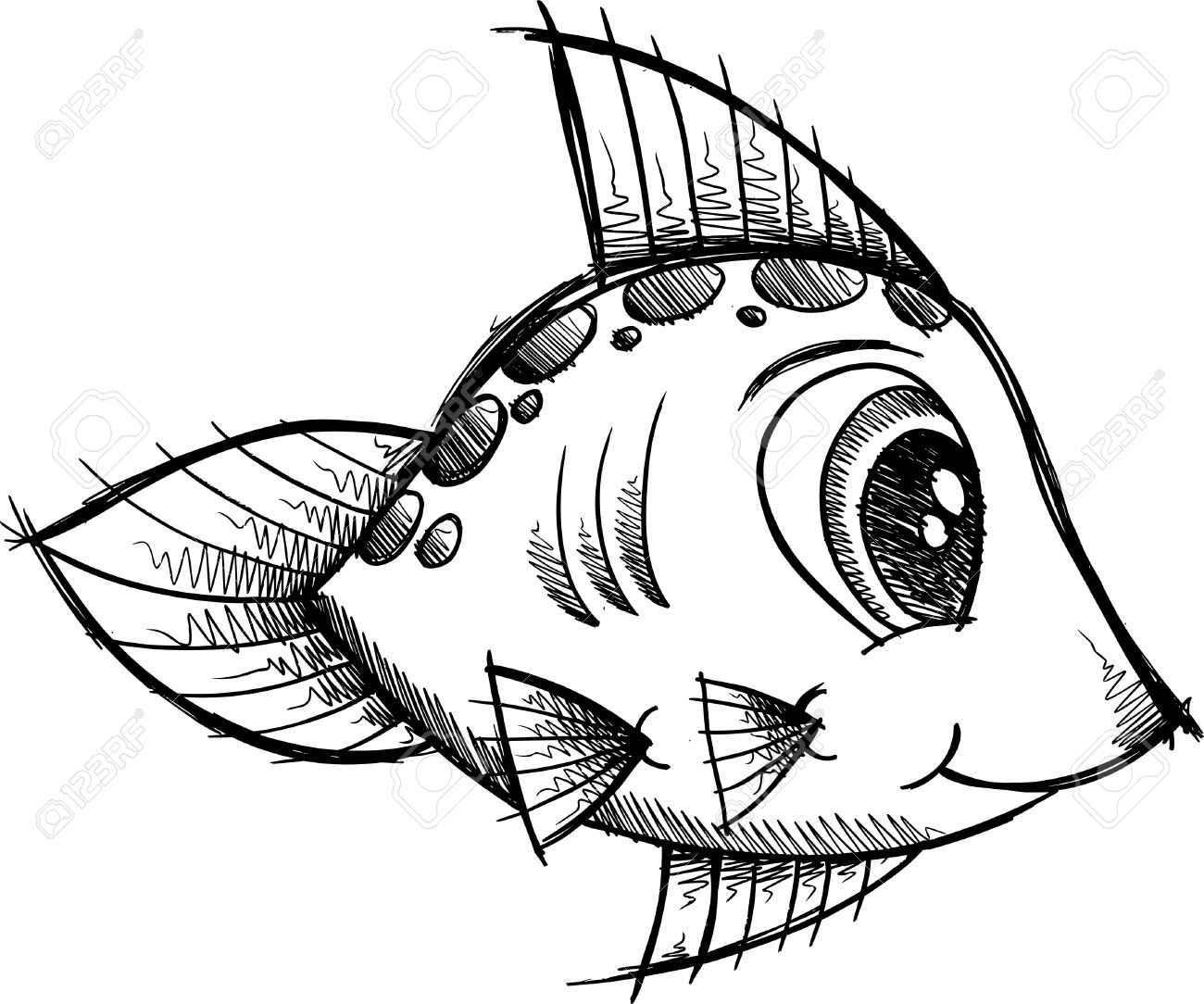 1300x1084 Cute Fish Doodle Sketch Illustration Royalty Free Cliparts