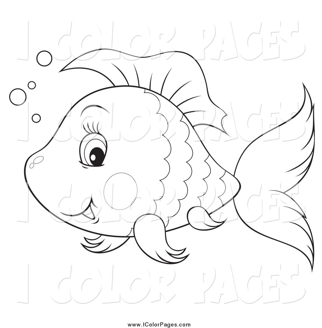 1024x1044 Vector Coloring Page Of A Happy Black And White Cute Fish By Alex