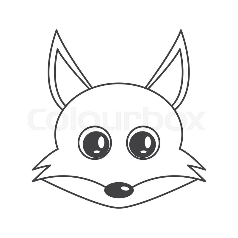 800x800 Flat Design Cute Fox Cartoon Icon Vector Illustration Stock