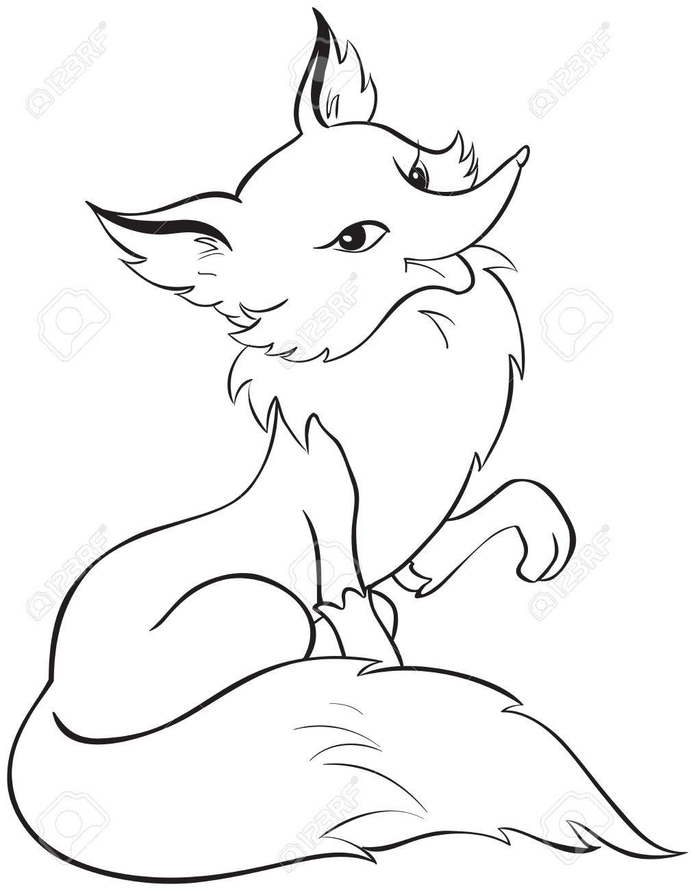 1015x1300 Very Cute Fox Cartoon. Coloring Page. Also Available Colored