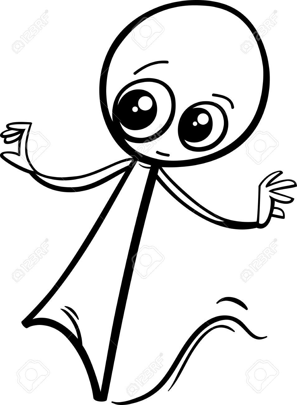 954x1300 Black And White Cartoon Illustration Of Cute Little Ghost