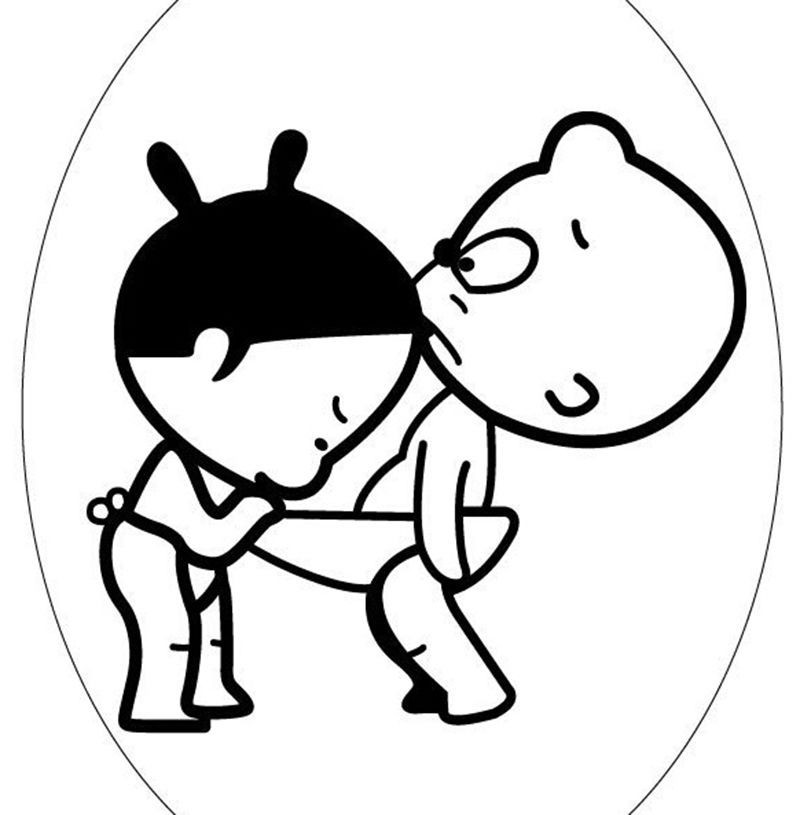 800x815 Little Boy And Girl Cartoon Ensuit Toilet Sticker Vinyl Wall Decal