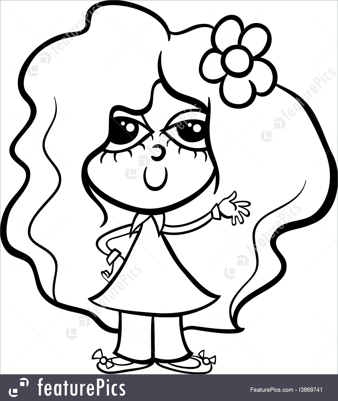 1174x1392 Children Cute Girl Cartoon Coloring Page