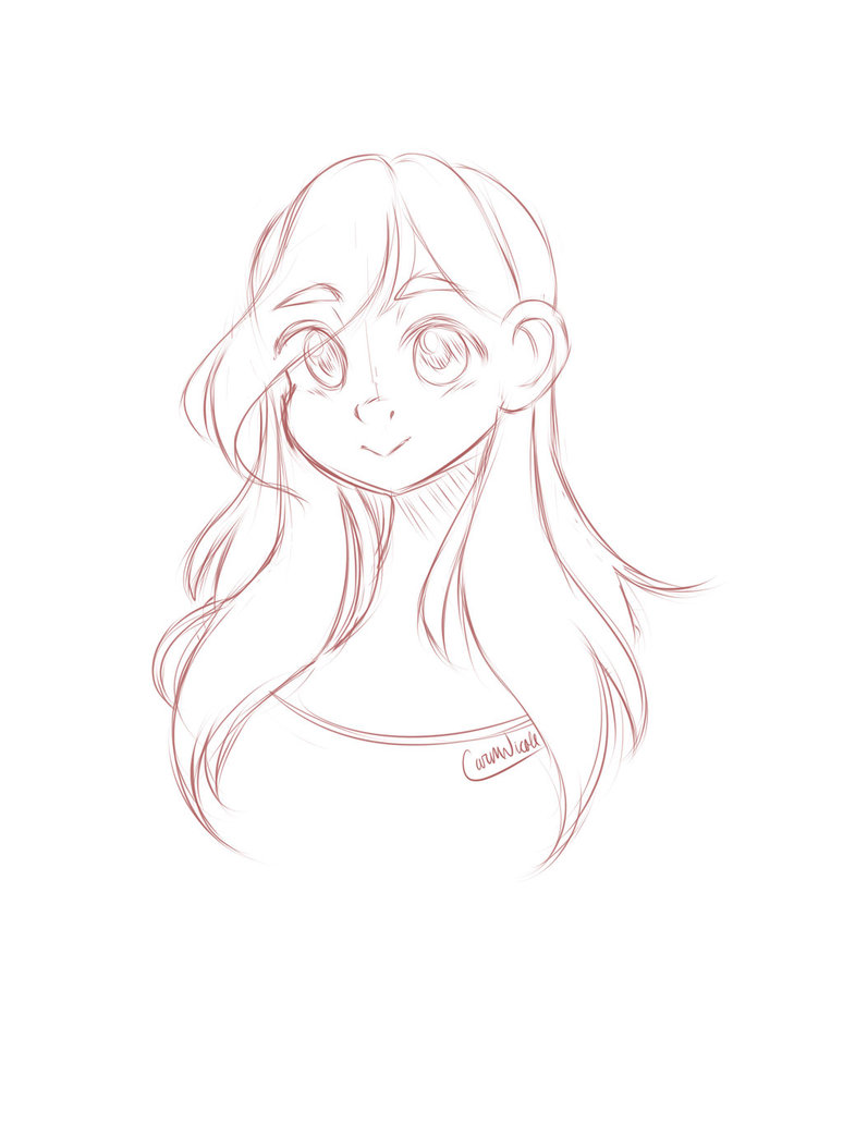 774x1032 Cute Girl Sketch (Paint Tool Sai) By Carmnicole