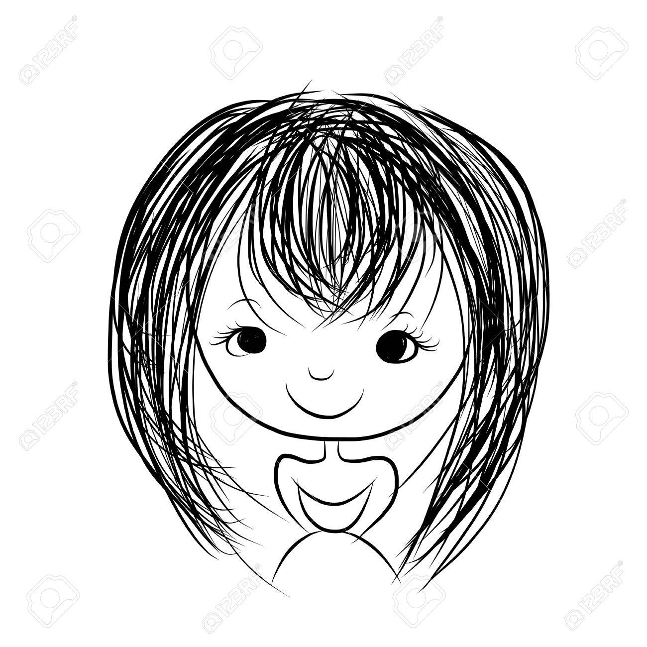 1300x1300 Cute Girl Smiling, Sketch For Your Design Royalty Free Cliparts
