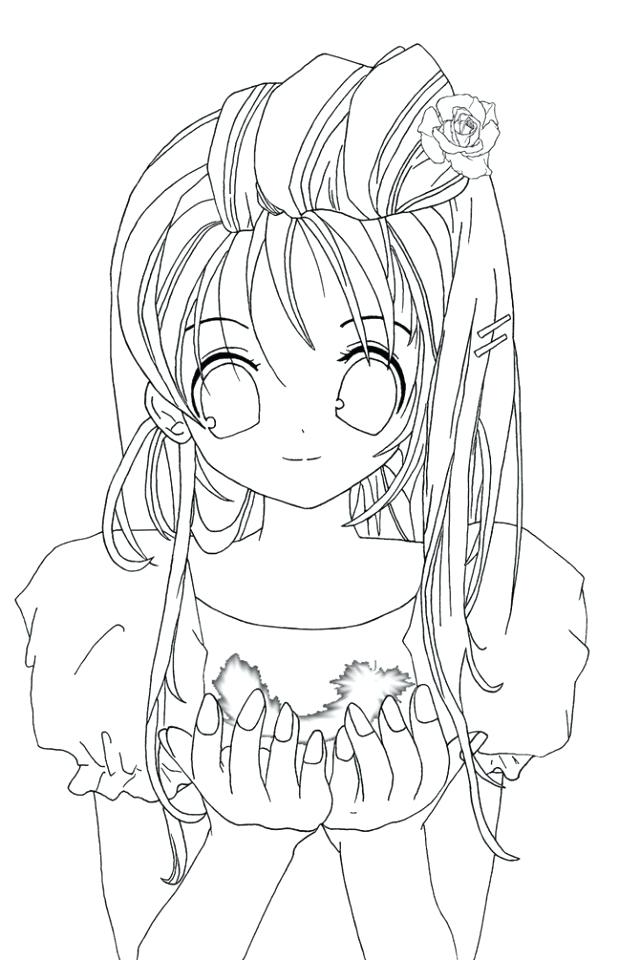 640x960 New Free Anime Coloring Pages Print And Cute Girl Drawing