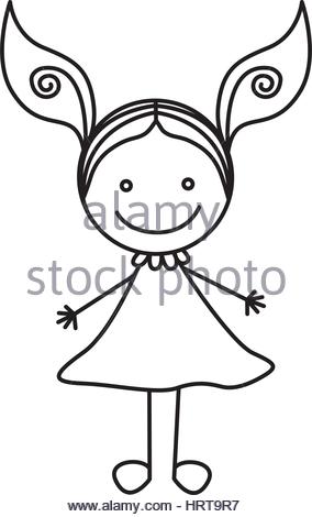 284x470 Silhouette Hand Drawing Cute Girl With Ponytail Stock Vector Art