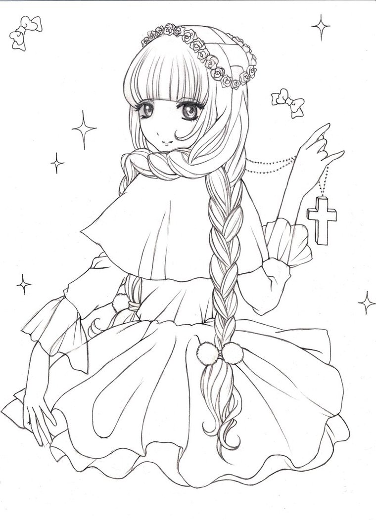 760x1052 Cute Drawings Of Girls Color Drawings