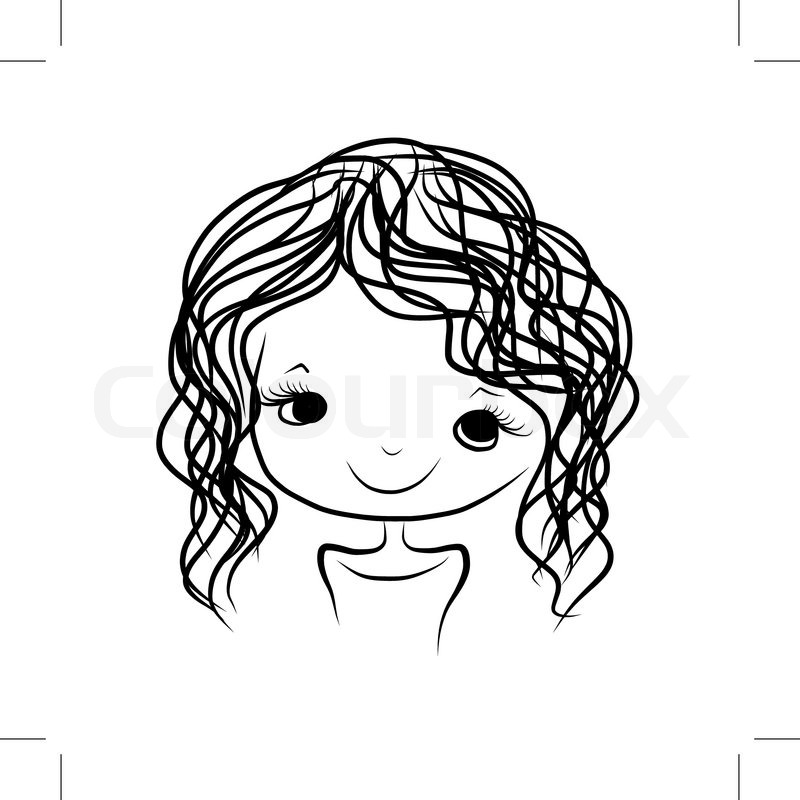 800x800 Cute Girl Smiling, Sketch For Your Design, Vector Illustration