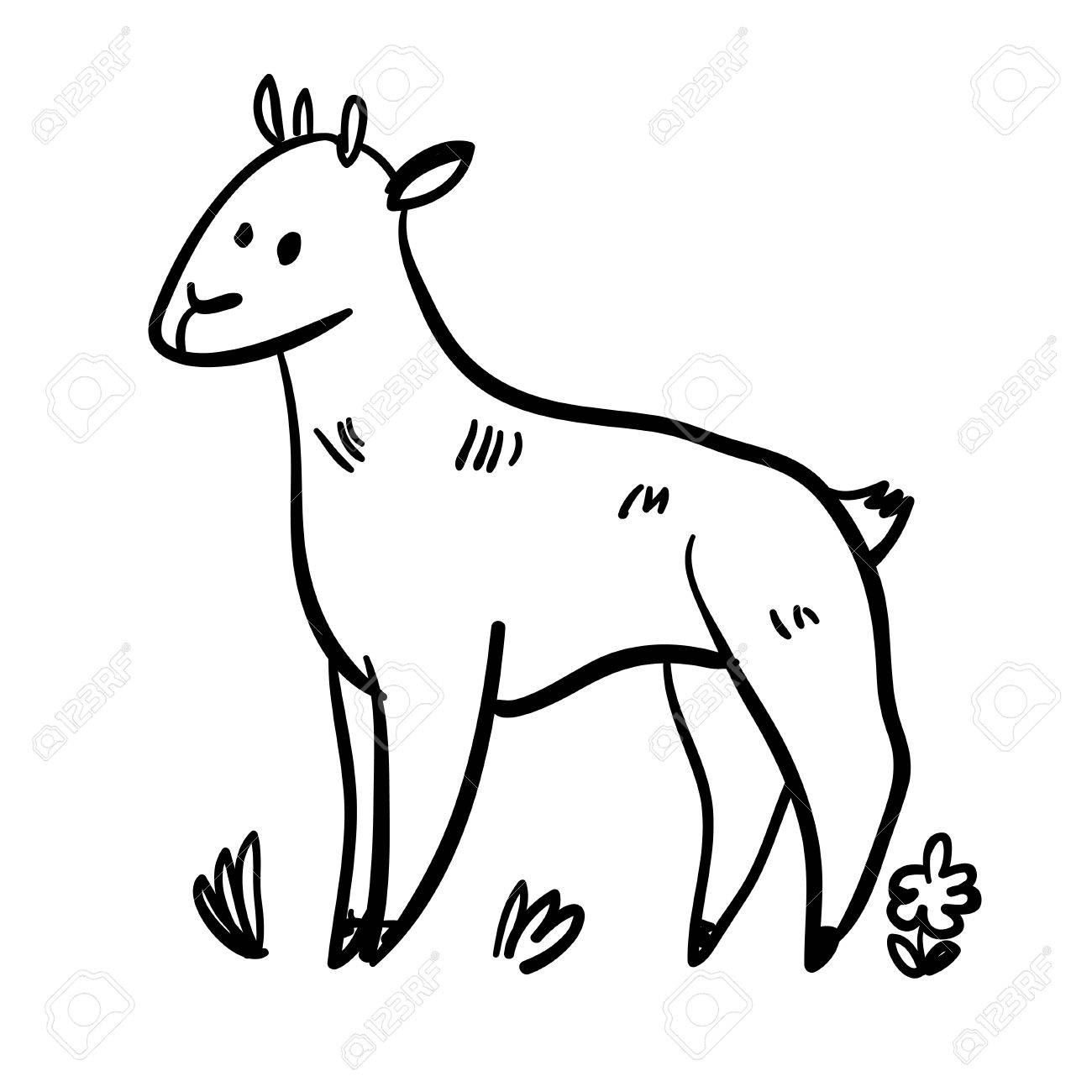 1300x1300 Vector Illustration Set With Nanny Goat. Funny Doodle Goat. Handy