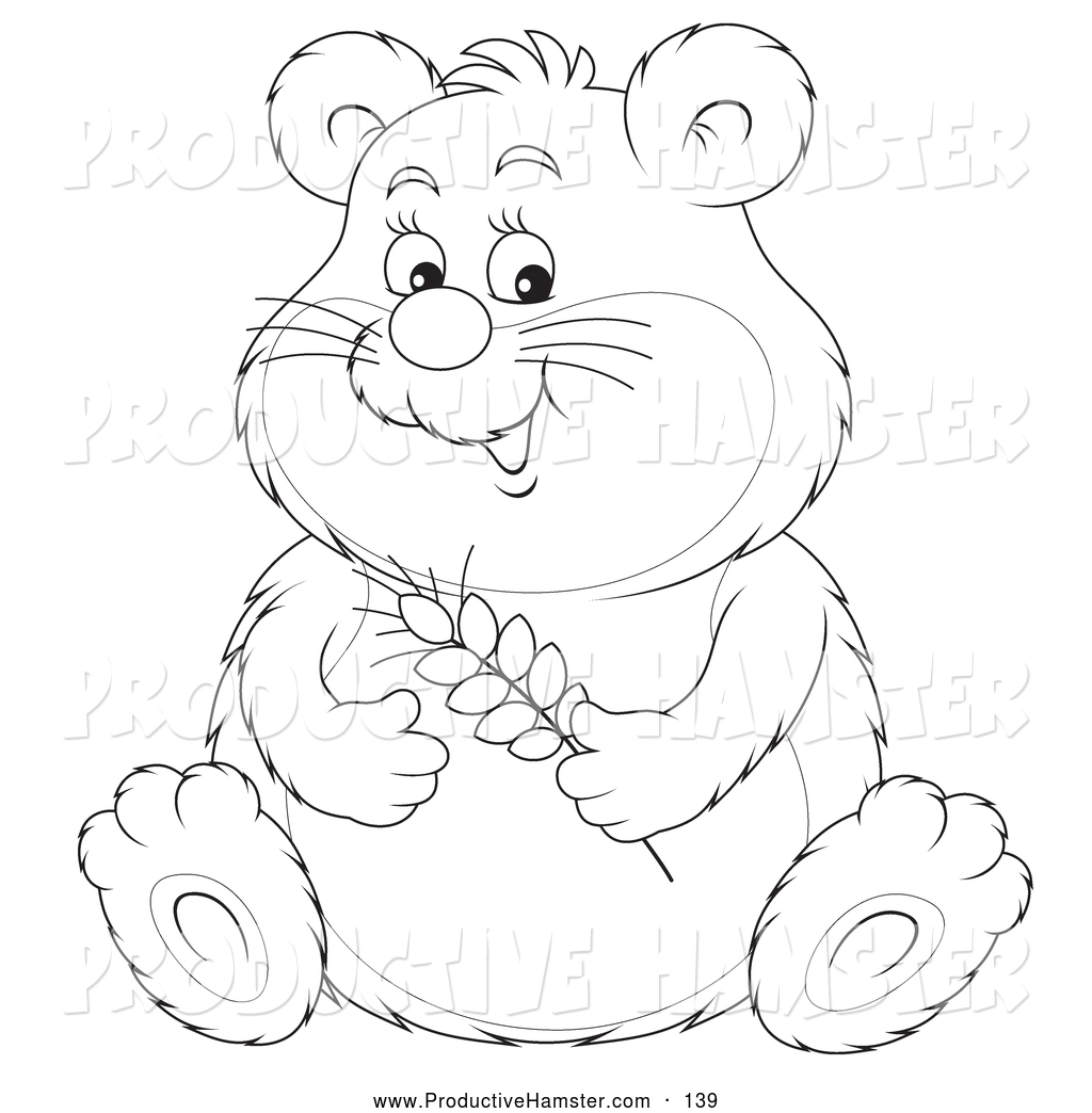 1024x1044 Clip Art Of A Black And White Cute Chubby Hamster Holding Wheat By