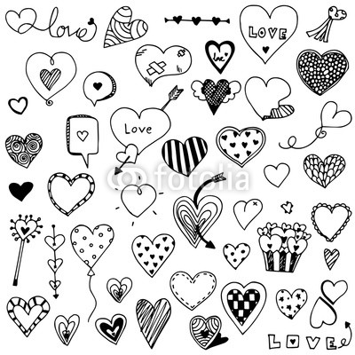 400x400 Collection Set Of Hand Drawn Cute Heart Doodle Valentine'S