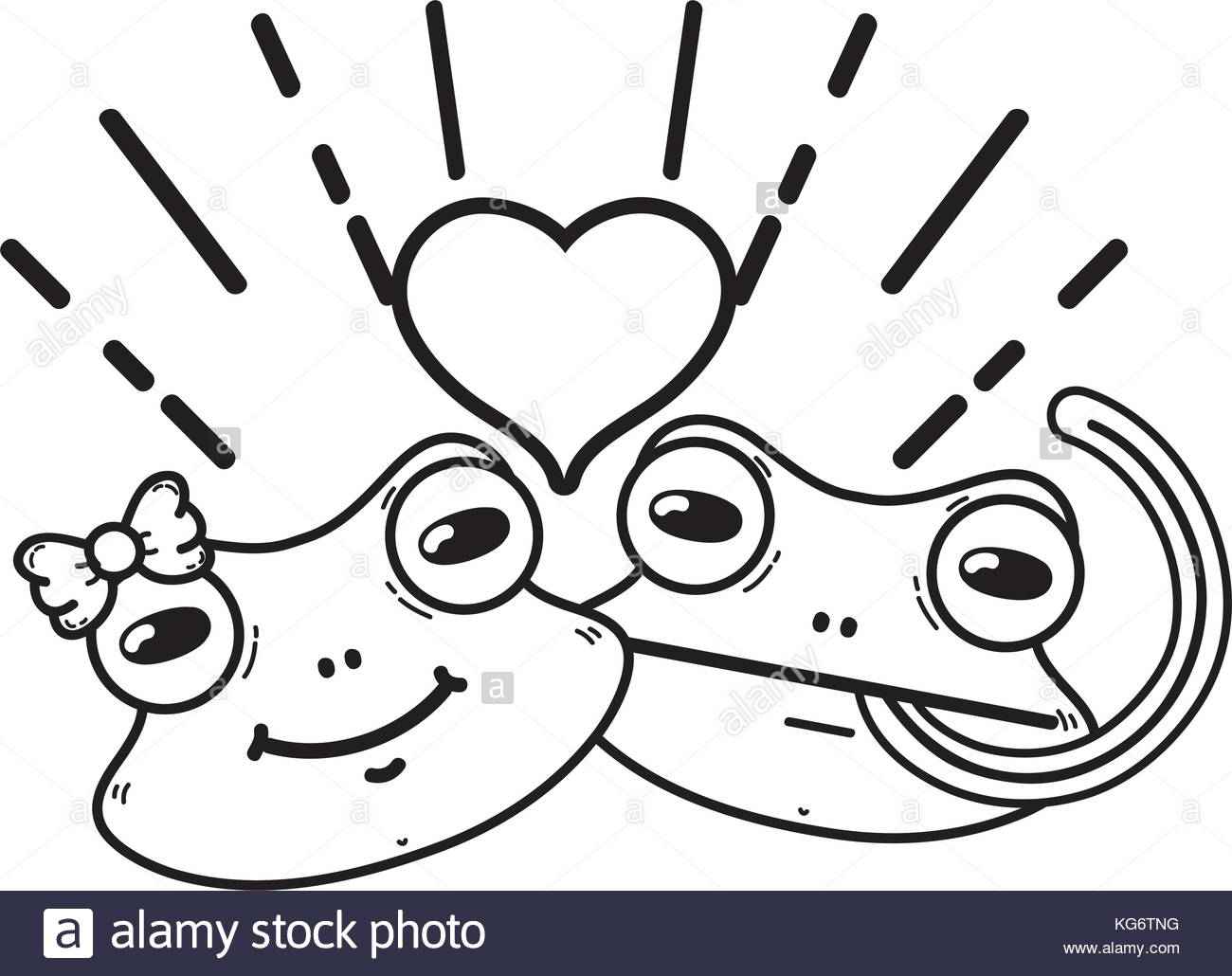 1300x1030 Line Cute Frog Couple Animal With Heart Design Vector Illustration