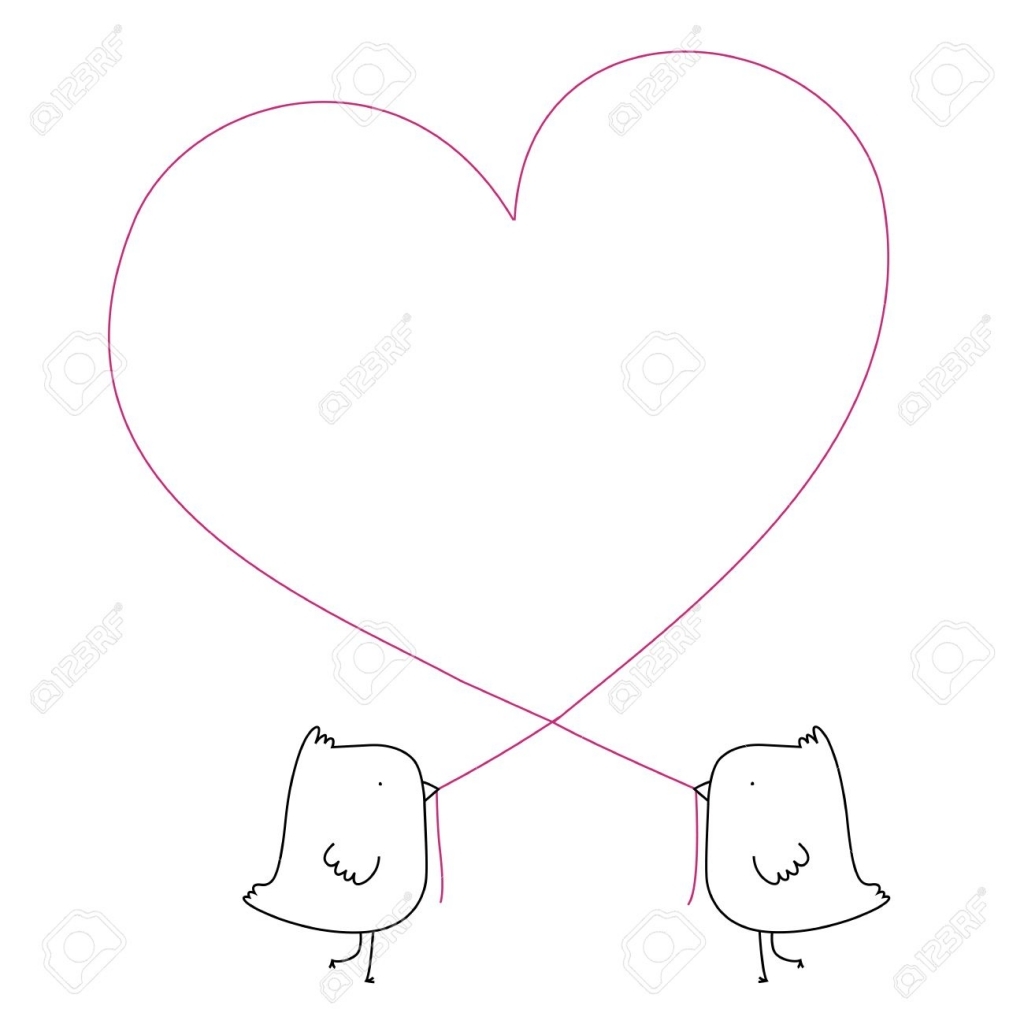 1024x1024 Cute Heart Drawings Two Cute Illustrated Birds Creating A Heart
