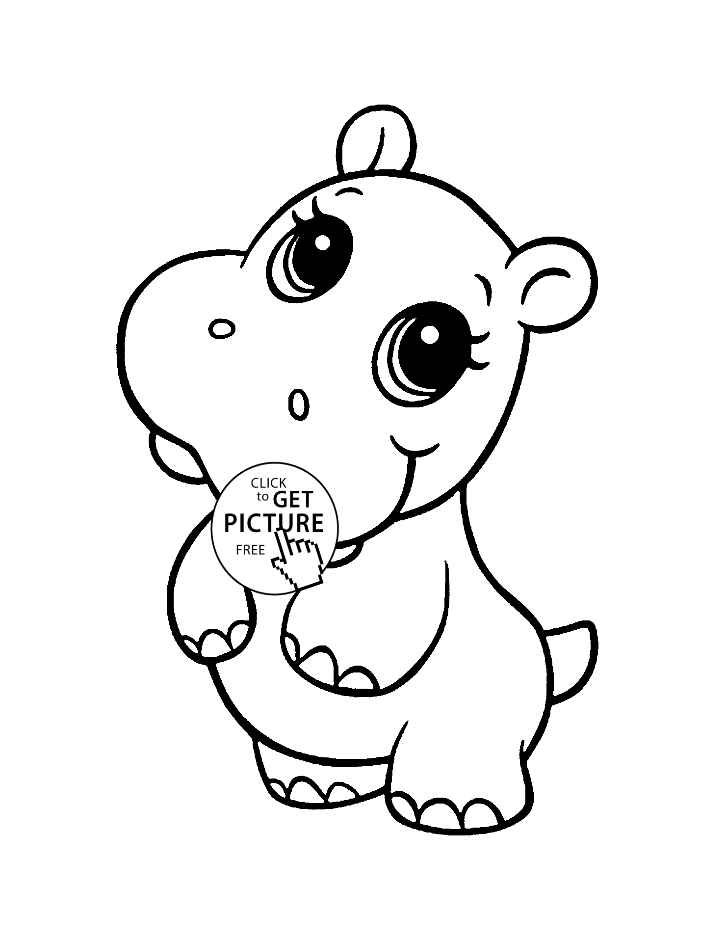 1480x1915 Cute Hippo Animal Coloring Page For Kids, Baby Animal Coloring