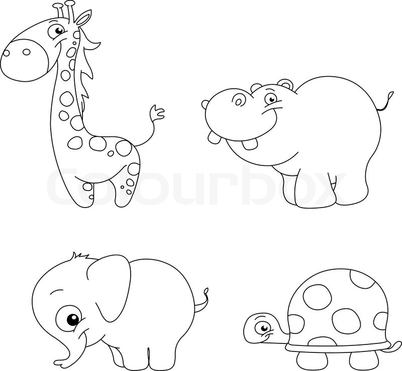 800x740 Outlined Cute Animal Set