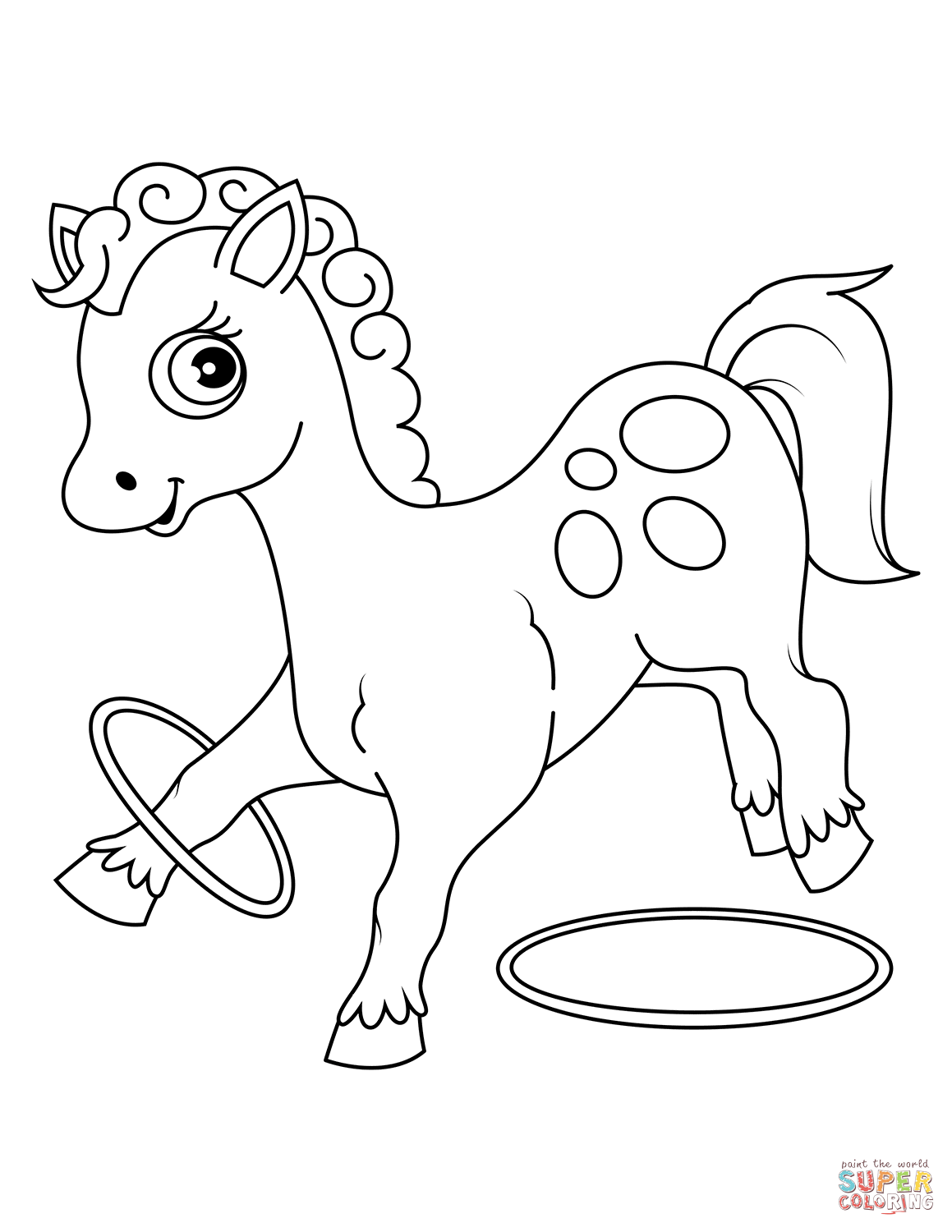 1159x1500 Cute Horse Plays With Rings Coloring Page Free Printable