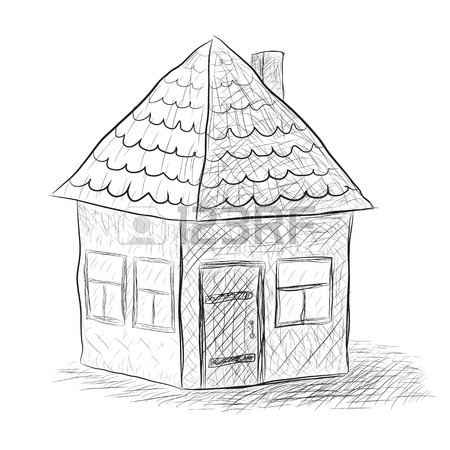 450x450 Cute Little House Sketch Vector Illustration Royalty Free Cliparts
