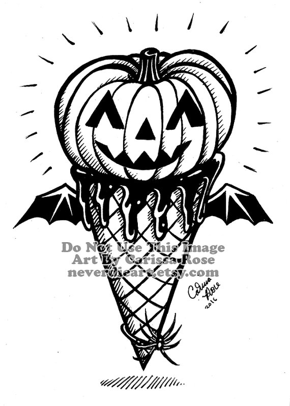 570x798 Original Drawing Inktober Ooak Spooky Cute Halloween Ice