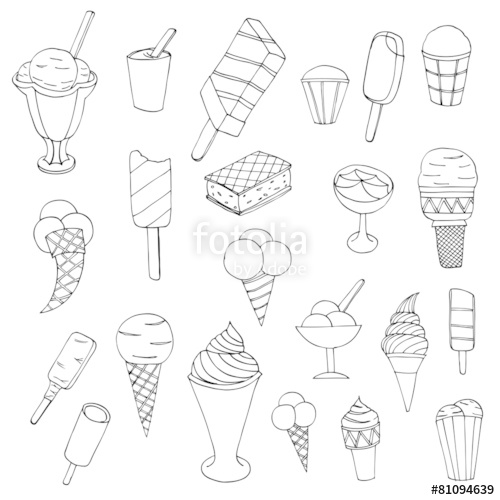 500x500 Collection Of Cute Vector Hand Drawn Cartoon Ice Cream. Cones