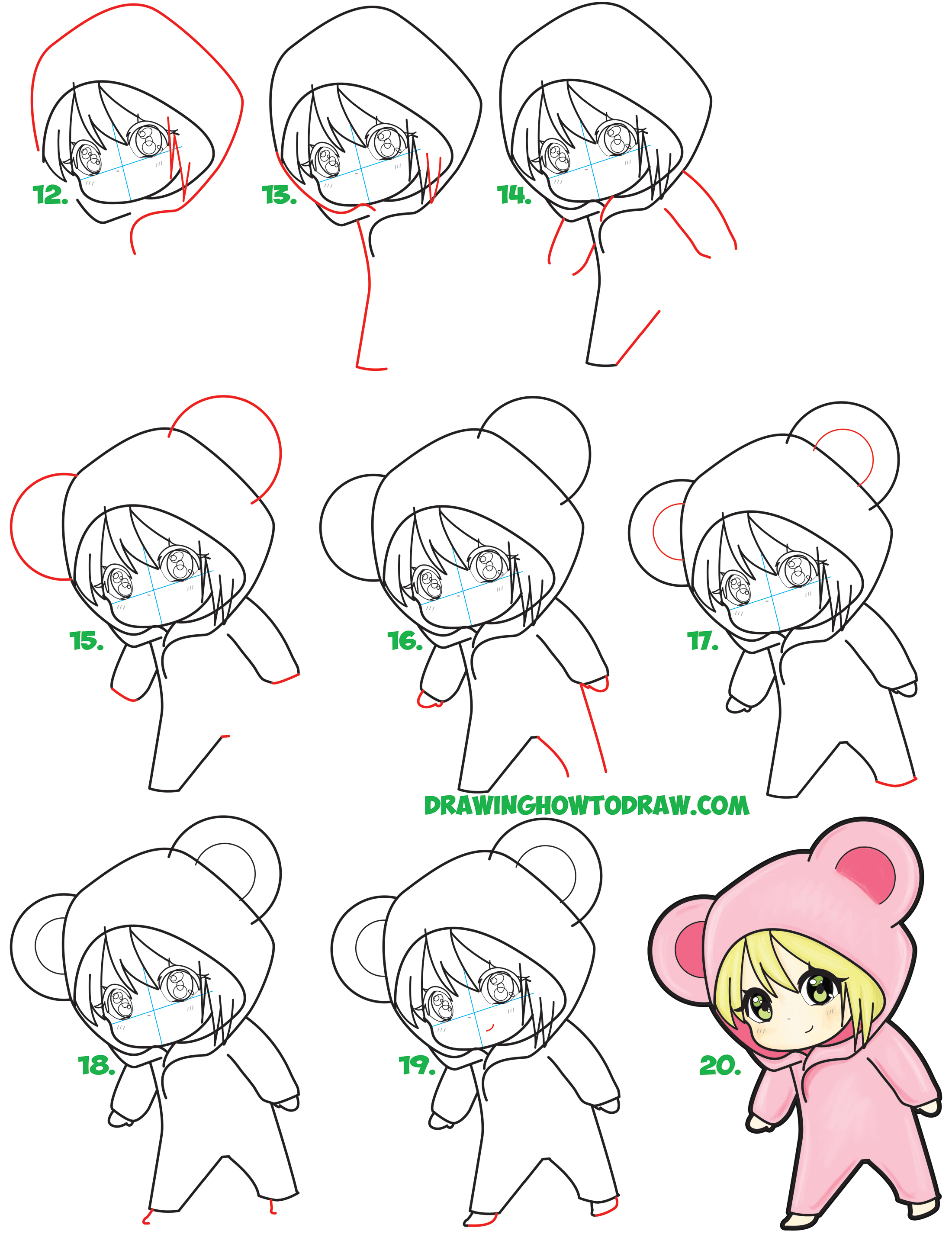 2200x2882 Learn How To Draw A Cute Chibi Girl Dressed In A Hooded Bear