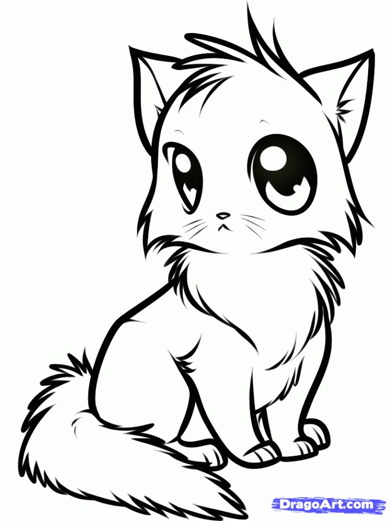 766x1024 How To Draw A Cute Anime Cat Step By Step Anime Animals Anime Draw