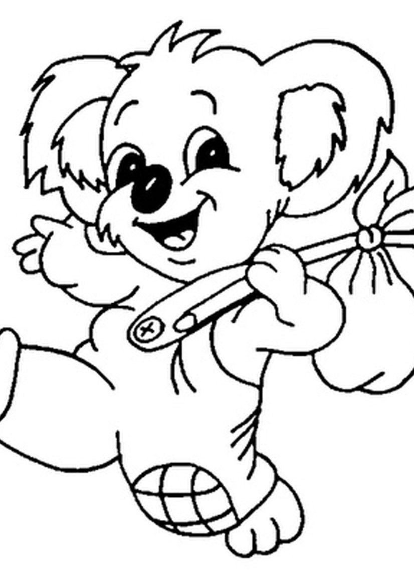 826x1169 Cute Koala With Eucalyptus Leaves Mammals Coloring Pages Free