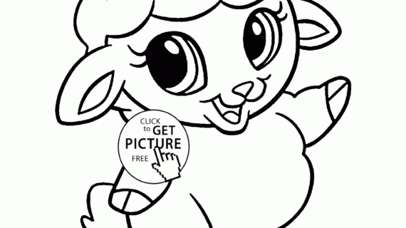 570x320 Sheep Drawing For Kids Cute Sheep Coloring Page For Kids, Animal