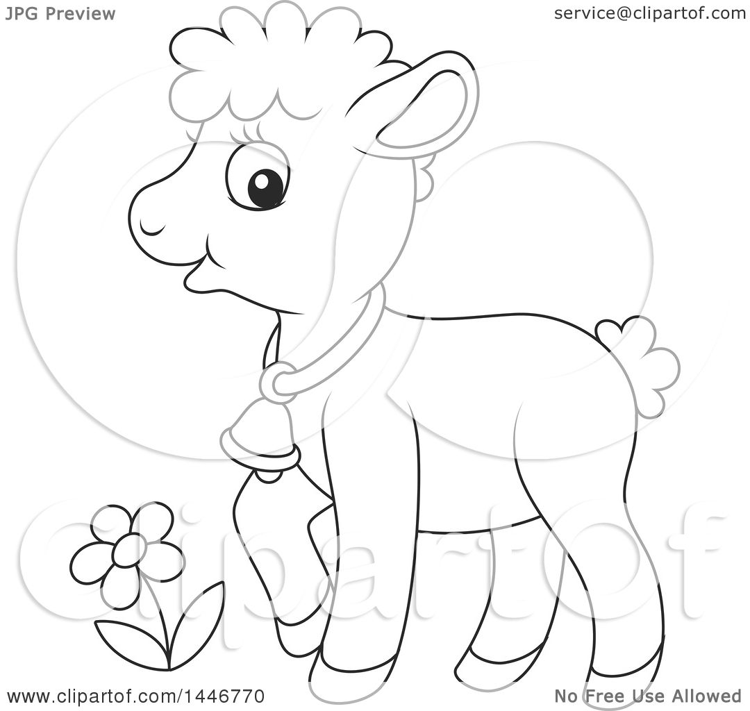 1080x1024 Clipart Of A Cartoon Black And White Lineart Cute Sheared Baby